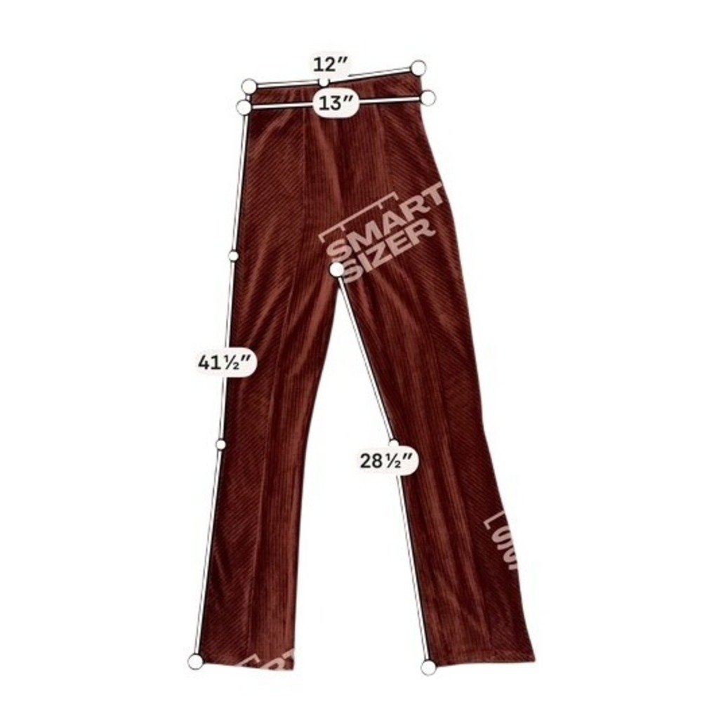 New In Rust Velour Ribbed Pants Small High Rise Stretch - Picture 8 of 8